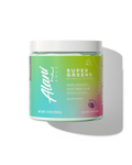 A 30 serving container of Super Greens in Wild Berry flavor.