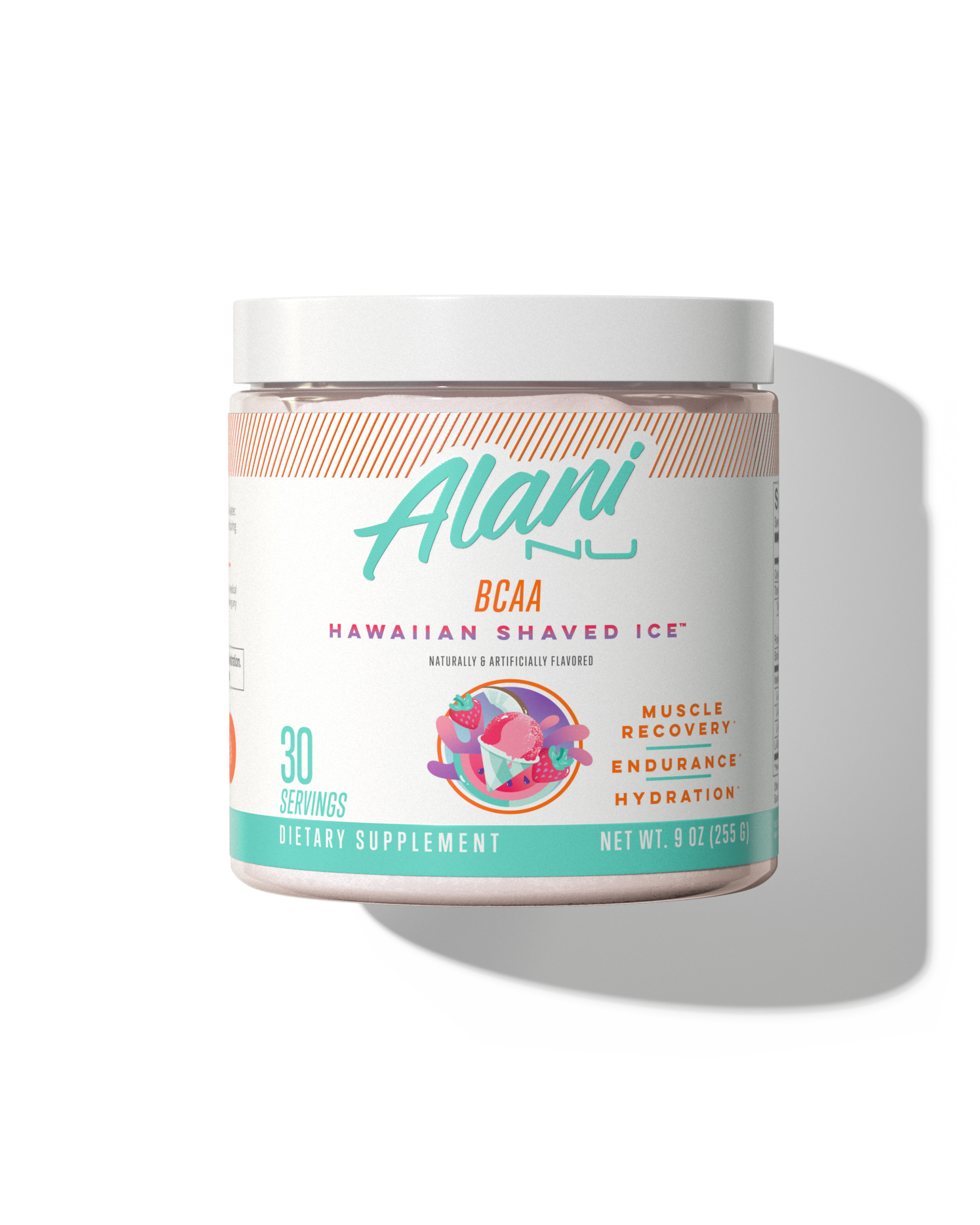 A 30-serving BCAA in Hawaiian Shaved Ice flavor.